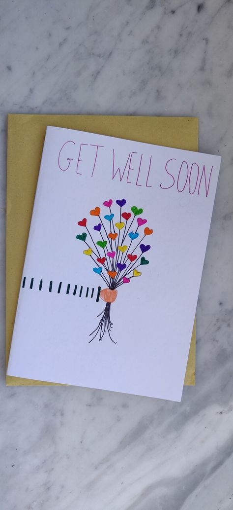 Get Well Cards Diy Handmade, Get Well Soon Homemade Cards, Diy Get Well Soon Cards Homemade, Homemade Get Well Soon Cards, Get Well Poster Ideas, Get Well Soon Handmade Cards, Get Well Handmade Cards, Cute Get Well Soon Cards Handmade, Get Well Soon Diy Cards