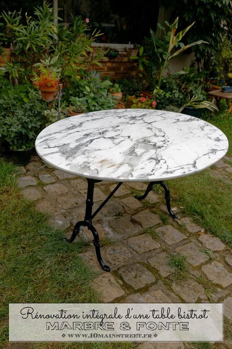 Restauration d'une table bistrot en marbre & fonte Table Bistrot, Upcycle Decor, Repurposed Furniture, Upcycled Furniture, Vintage Painting, Accent Furniture, Main Street, Furniture Makeover, Chalk Paint