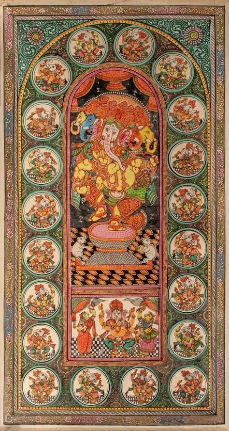 Pattachitra Paintings, Phad Painting, Mysore Painting, Dancing Ganesha, Kalamkari Painting, Pichwai Paintings, Hinduism Art, Vedic Art, Ganesha Painting