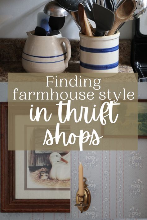 Finding farmhouse style in thrift shops - Wilson Homestead Farmers Market Kitchen Decor, Thrifted Farmhouse Decor, Thrifted Kitchen, Farmhouse Kitchen Cabinet Decor, Farmhouse Thrift Store Makeovers, Homestead Blog, Home Decor Budget, Getting Organized At Home, Home Sweet Home Decor