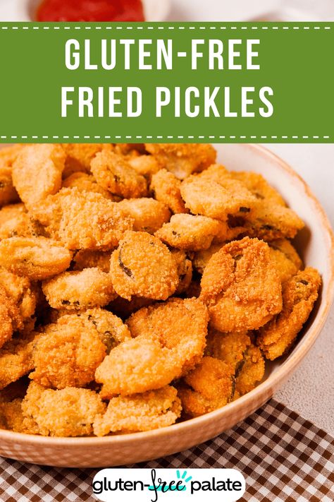 Gluten Free Air Fried Pickles, Gf Fried Pickles, Gluten Free Fried Pickles Air Fryer, Gluten Free Deep Fried Pickles, Homemade Fried Pickles, Healthy Gluten Free Appetizers, Gluten Free Fried Pickles, Easy Deep Fried Pickles, Gluten Free Fries