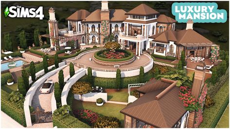 Luxury Homes Sims 4, Sims Mansion Layout, Sims Luxury House, Sims 4 Driveway, Sims 4 Mafia House, Sims 4 Mansion No Cc, Sims 4 Family Mansion, Sims 4 64x64 Mansion, Sims 4 Mansion Download