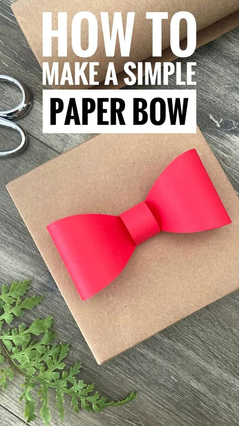 Bow Out Of Paper Diy, Paper Bow Tie Diy, Making Paper Bows, How To Make A Paper Bow Tie, Construction Paper Bow, How To Make Paper Bows Simple, Christmas Paper Bows Diy, Wrapping Paper Bows Diy, Bow Paper Craft