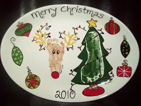 Platterpus Designs: Christmas Plates Reindeer Footprint, Baby Footprint Crafts, Baby Christmas Crafts, Baby Art Projects, Footprint Crafts, Christmas Keepsakes, Toddler Christmas, Holiday Baby, Christmas Plates