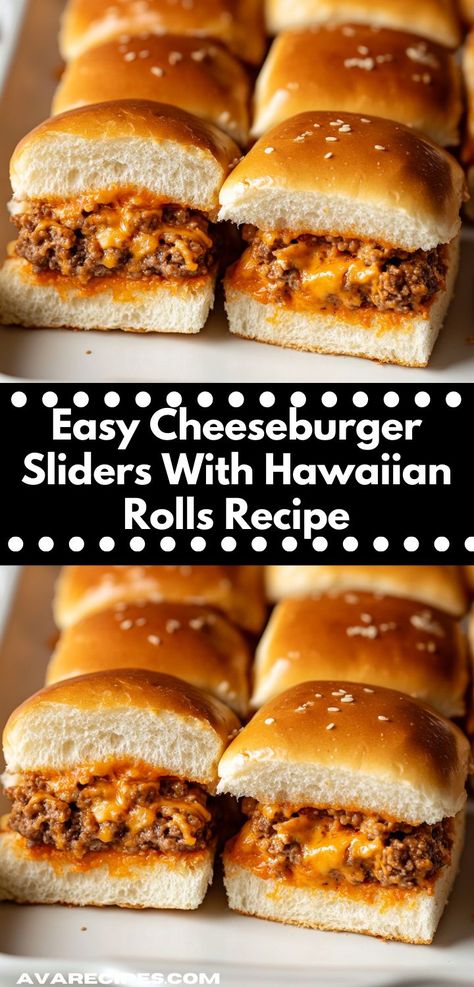 This recipe for cheeseburger sliders uses Hawaiian rolls to create a sweet and savory flavor combination. Quick to make, these sliders are a great choice for any casual get-together or game day. Bbq Sliders Recipes, Sliders With Hawaiian Rolls, Hawaiian Rolls Recipe, Recipes With Hawaiian Rolls, Hawaiian Roll Sandwiches, Sweet Hawaiian Rolls, Sliders Recipes Beef, Sliders Recipes Hawaiian Rolls, Hawaiian Sliders