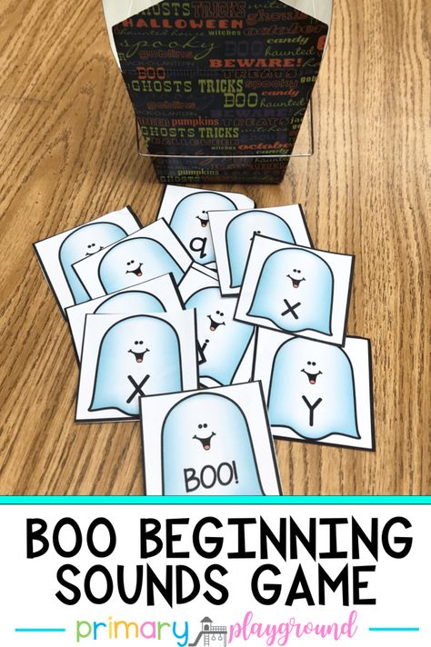 BOO Beginning Sounds Game - Primary Playground Halloween Literacy Games, Halloween Literacy Activities, Letter Sound Games, Primary Playground, Halloween Literacy, October Classroom, Letter Sound Activities, Experiments Kids, Halloween Reading