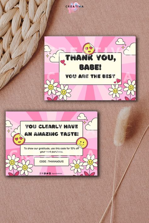 Rug Packaging, Thanks Card For Customer, Thank You Card Online Shop, Fun Thank You Cards Business, Thank You For Purchasing Card, Small Business Thank You Cards Design Aesthetic, Kawaii Thank You Cards For Business, Thank You Customers, Small Business Cards