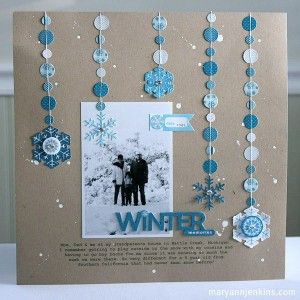 Winter Scrapbook Layouts, Winter Scrapbooking, Circle Garland, Christmas Layouts, Memory Scrapbook, Christmas Scrapbook, Scrapbook Sketches, Photo Scrapbook, Scrapbook Page Layouts