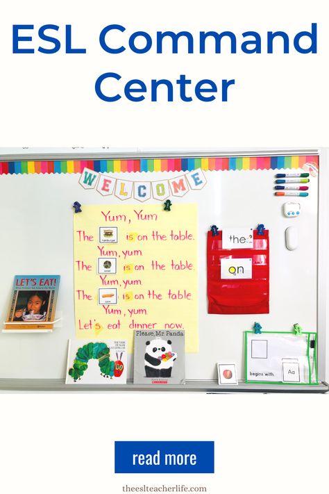 With just a few tools you can set up the hub of your ESL classroom for ease of teaching multiple groups with everything you need at your fingertips. Check out my post on how to make it work for you. Esl Classroom Decor Elementary, Esl Classroom Set Up, Classroom Command Center, Esl Classroom Decor, Second Grade Centers, Classroom Commands, Esl Elementary, Teachers Toolbox, Teacher Office