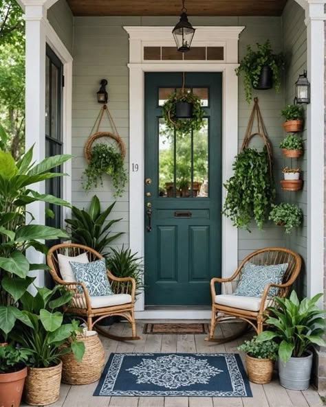 20 Boho Style Front Porch Ideas To Try – ToolzView Hacienda Porch, Bungalow Front Porch Ideas, Mismatched Decor, English Cottage Garden Ideas, Narrow Front Porch Ideas, Entrance Styling, Modern Front Porch Decor, Porch Vibes, Small Front Porch Decor