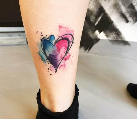 Nice watercolor tattoo style of Heart idea done by tattoo artist Steve Newman | Post 17566 | World Tattoo Gallery - Best place to Tattoo Arts Heart Watercolor Tattoo, Beau Tattoo, Watercolor Heart Tattoos, Delicate Tattoos For Women, Watercolor Rose Tattoos, Heart Watercolor, Hamsa Tattoo, Watercolor Tattoo Flower, Mom Tattoo