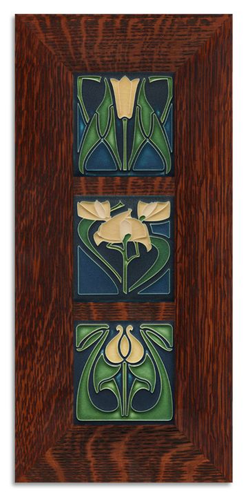 Indigo Tile, Tulip Bud, Fleurs Art Nouveau, Craftsman Living Room, Framed Tile, Tiled Quilt, Art Deco Tiles, Art Nouveau Tiles, Floral Tiles