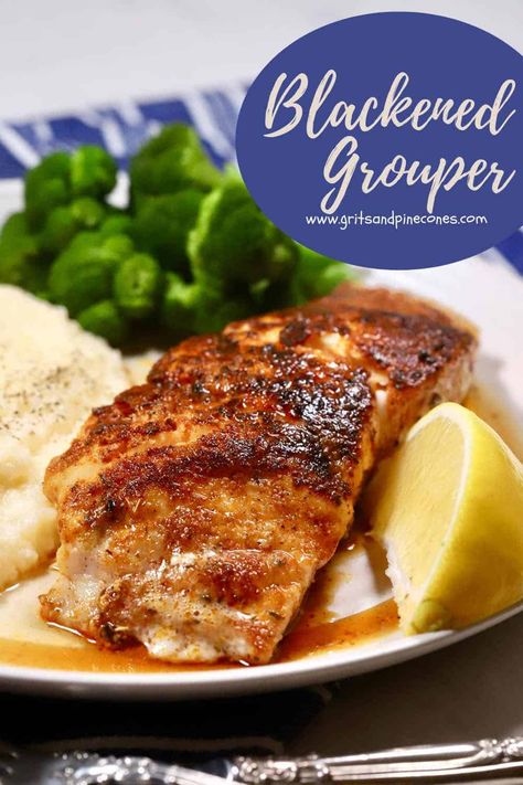 Blackened Grouper, Grouper Recipe, Red Grouper, Grilled Grouper, Grouper Recipes, Grouper Fillet, Blackening Seasoning, Simple Supper, Blackened Fish