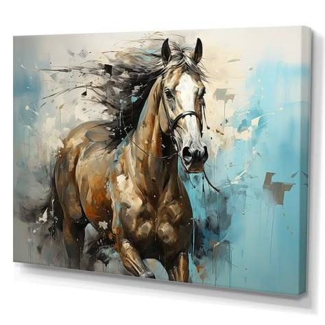 Designart "Whimsical Canter Galloping Horse" Horse Animal Wall Decor - On Sale - Bed Bath & Beyond - 39962940 Canvas Horse Art, Buddha Painting Canvas, Galloping Horse, Painted Horses, Horse Artwork, Horse Animal, Buddha Painting, Horse Wall Art, Animal Wall Decor