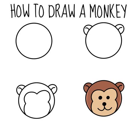 Follow this super easy step by step guide Monkey Drawings Easy, Simple Monkey Drawing, Draw A Monkey Easy, Monkey Drawing Easy Step By Step, How To Draw Zoo Animals Step By Step, Easy Hand Drawings, Monkey Face, Small Drawings, Draw Your