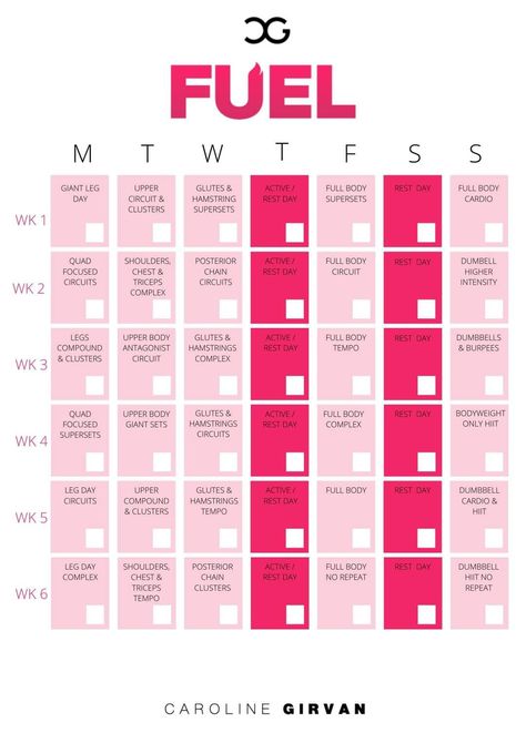 Iron Series Calendar, Caroline Girvan Fuel Series, Caroline Girvan Iron Series Calendar, Caroline Girvan Meal Plan, Full Body Workout Circuit, Caroline Girvan, Exercise For Hips, Best Exercise For Hips, September Goals