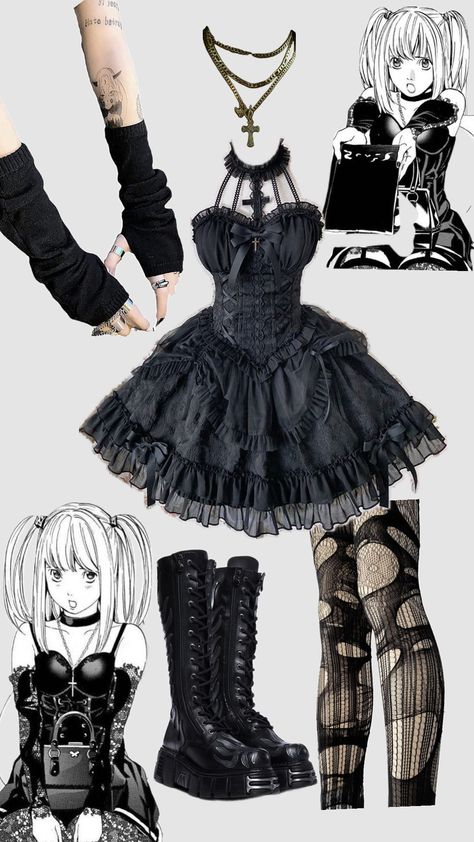 misa amane inspired outfit ‼️ #misaamane #misa #deathnote #anime #gothic #goth #gothoutfit #outfitinspo #outfit #trending #fyp #foryou Misa Amane Outfit, Outfit Ideas Goth, Goth Halloween Costume, Deathnote Anime, Anime Gothic, Gothic Halloween Costumes, Cosplay Ideas Women, Ugly Outfits, Misa Amane