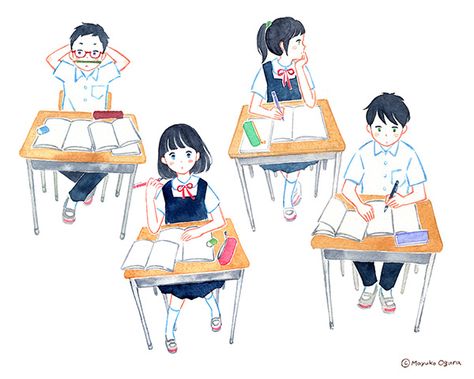 Anime Students High Schools, High School Drawing, Drawing Illustrator, School Illustration, Student Drawing, Art Gallery Wallpaper, Illustration Watercolor, Junior High School, Watercolor Drawing