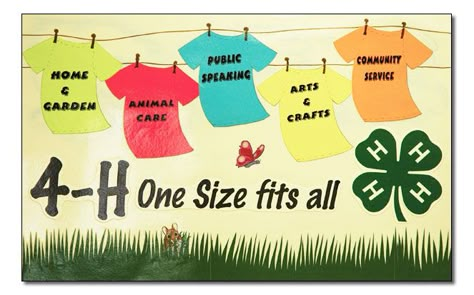 one size fits all 4-h Poster Ideas, County Fair Projects, Citizenship Activities, 4 H Clover, Operation Shoebox, 4 H Club, Fair Theme, Banner Ideas, Fair Projects