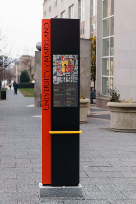 Mapping for the University of Maryland, Baltimore on Behance Map Signage, Mapping Design, Types Of Maps, Maryland University, Interpretive Signage, Exhibition Display Design, Pylon Sign, Wayfinding Signage Design, Wayfinding Signs