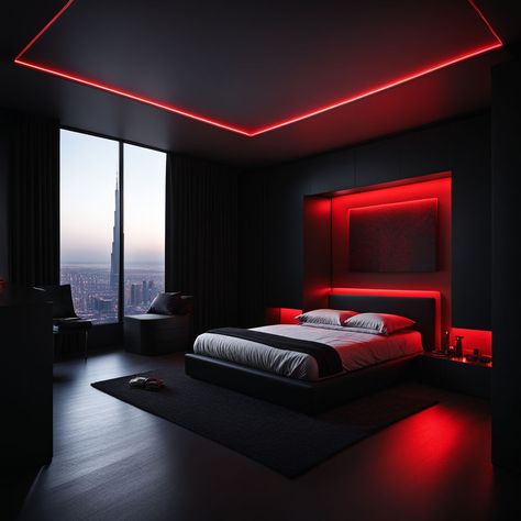 Design a bedroom in black and beige theme for a girl by Ayman Mehmood - Playground Neon Bedroom Aesthetic Ideas, Baddie Aesthetic Bedroom Ideas, Neon Bedroom Aesthetic, Cool Bedroom Ideas For Men, Bedroom In Black, Bedroom Aesthetic Ideas, Design A Bedroom, Men's Bedroom, Beige Theme