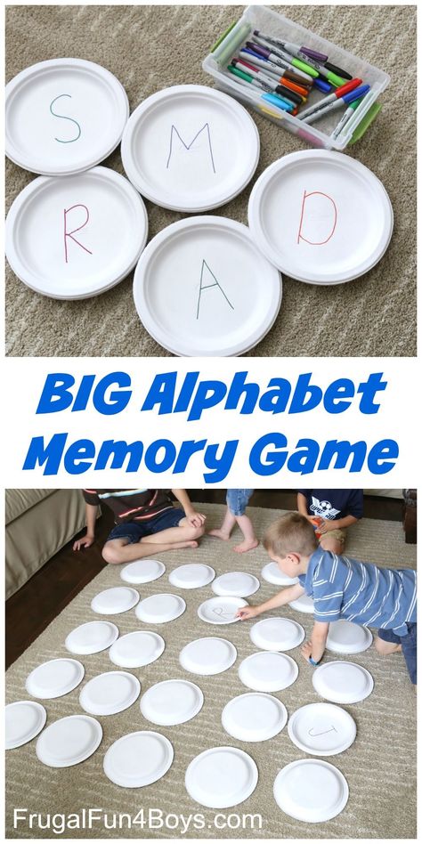 Paper Plate BIG Alphabet Memory Game - Great alphabet activity for preschoolers Alphabet Memory Game, Preschoolers Activities, Letter Learning Activities, Letter Learning, Abc Activities, Alphabet Games, Preschool Literacy, Alphabet Activities Preschool, Preschool Letters