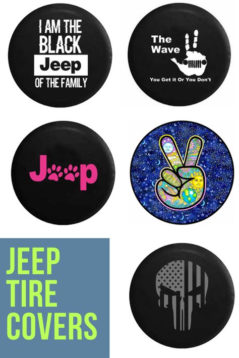 Jeep Tire Covers Jeep Wheel Cover, Jeep Decor, Jeep Wheel Cover Spare Tires, Jeep Tire Covers, Jeep Tire Cover Aesthetic, Jeep Wrangler Seat Covers, Jeep Wrangler Wheels, Jeep Seat Covers, Jeep Wrangler Tire Covers