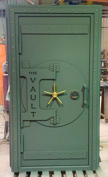 Custom Vintage Industrial Vault Doors Garage Ideas Storage, Safe Room Doors, Man Cave Doors, Garage Workshop Plans, Stainless Steel Gate, Safe Door, Make A Door, Safe Vault, Vault Doors