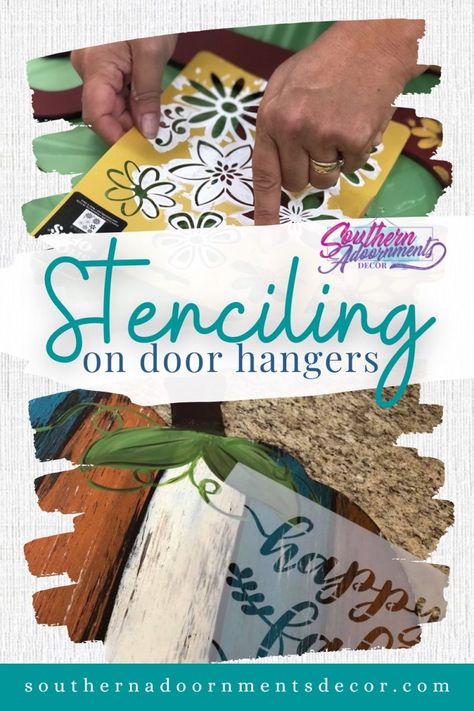 Door Hanger Tutorial, Stenciled Doors, Letter Door Hangers, Craft Signs, Paint Diy Crafts, Patriotic Door Hanger, Creating Patterns, Baby Door Hangers, Stencil Wood