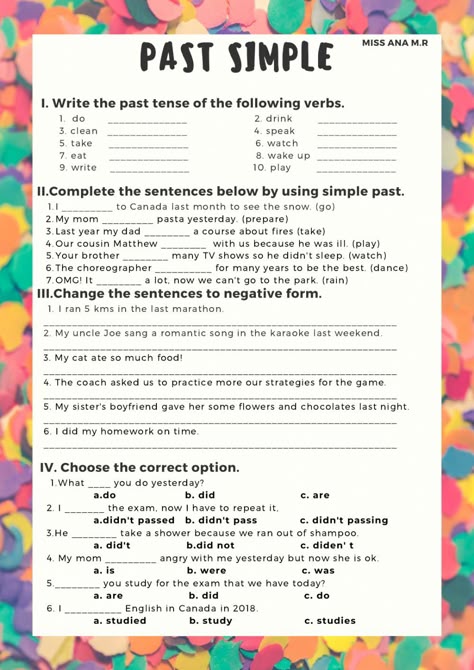 Simple past interactive activity for Pre-Intermediate. You can do the exercises online or download the worksheet as pdf. Present Simple And Past Simple Worksheet, Present Perfect And Past Simple Worksheets, Past Simple Worksheets, Past Simple Questions Worksheets, Past Simple Exercises, Simple Past Worksheet, Past Simple Passive Worksheet, Simple Past Tense Worksheet, English Grammar Exercises