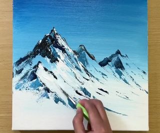 Arts | **Acrylic Painting Technique with Scissors / Drawing Mountains ** Acrylic Mountain Painting, Scissors Drawing, Drawing Mountains, Simple Acrylic, Mountain Painting, Acrylic Painting Techniques, Simple Acrylic Paintings, Mountain Paintings, Painting Tips