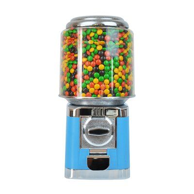 Applicable environment: indoor ( shopping malls, game halls, movie theaters, shops, etc). Package content: 1 candy machine (the machine doesn't include any elastic balls, it's only an empty machine). Note: This item is only suitable for storage of flat candies with a diameter of less than 32mm: such as m&m chocolate beans, it is not suitable for storage of spherical candies or bouncy balls. | Prep & Savour Gumball Candy Cereal Dispenser Metal in Blue / Gray, Size 16.0 H x 7.9 W x 7.9 D in | Wayf Toy Vending Machine, Gumball Dispenser, Cereal Dispenser, Treat Dispenser, Bouncy Balls, Candy Dispenser, Candied Nuts, Centre Commercial, Bulk Candy