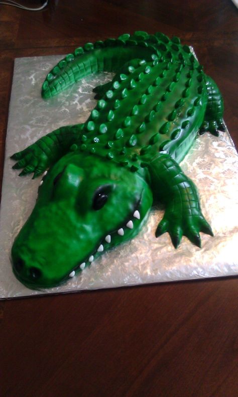 Alligator Cake  on Cake Central Crocodile Cake, Alligator Cake, Alligator Birthday Parties, Crocodile Party, Alligator Party, Alligator Birthday, Reptile Party, Sheet Cake Designs, Animal Cakes