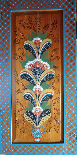 Old pine door 95 X 48 cm Swedish Kurbits, Swedish Folk Art, Swedish Decor, Norwegian Rosemaling, Arte Folk, Russian Folk Art, Folk Art Flowers, Folk Design, Scandinavian Folk Art