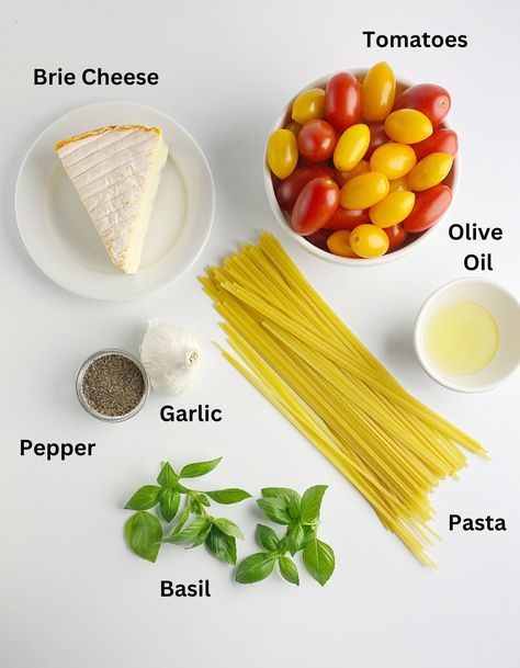 This easy recipe for pasta with Brie and tomatoes is a summertime classic, full of the flavors of cheese and basil and sweet tomato! #pasta #cheese #summerrecipe #summer #basil #framedcooks Brie Recipes Pasta, Brie And Tomato Pasta, Tomato Brie Pasta, Brie Cheese Pasta, Brie And Tomatoes, Brie Pasta, Brie Cheese Recipes, Tomato Pasta Bake, Round Pasta