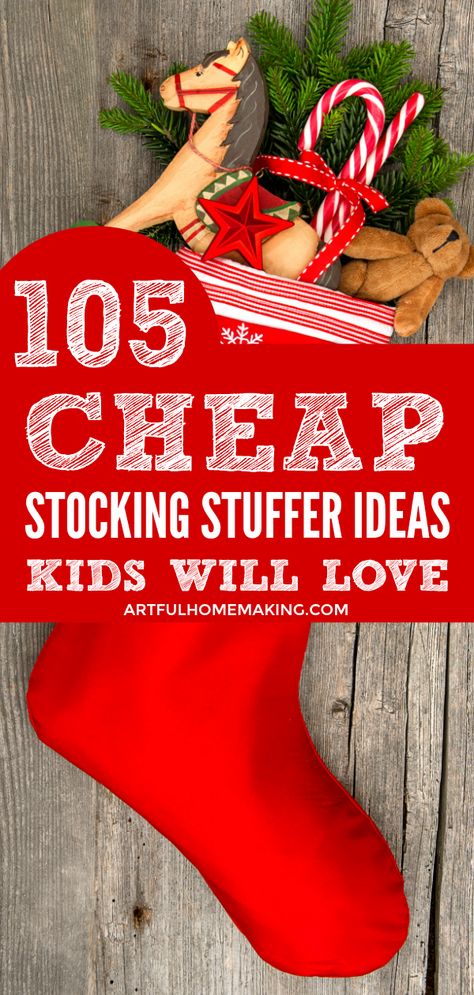 105 cheap stocking stuffer ideas your kids will love! These money saving gift ideas will help you stay on budget this Christmas!  #christmas #christmasgiftideas #christmasgifts #frugalliving #savingmoney Cheap Stocking Stuffer Ideas, Stocking Stuffer Ideas For Kids, Sticking Stuffers, Inexpensive Stocking Stuffers, Stocking Stuffers Ideas, Christmas Stocking Stuffer Ideas, Kids Stocking Stuffers, Cheap Stocking Stuffers, Stocking Stuffers For Boys