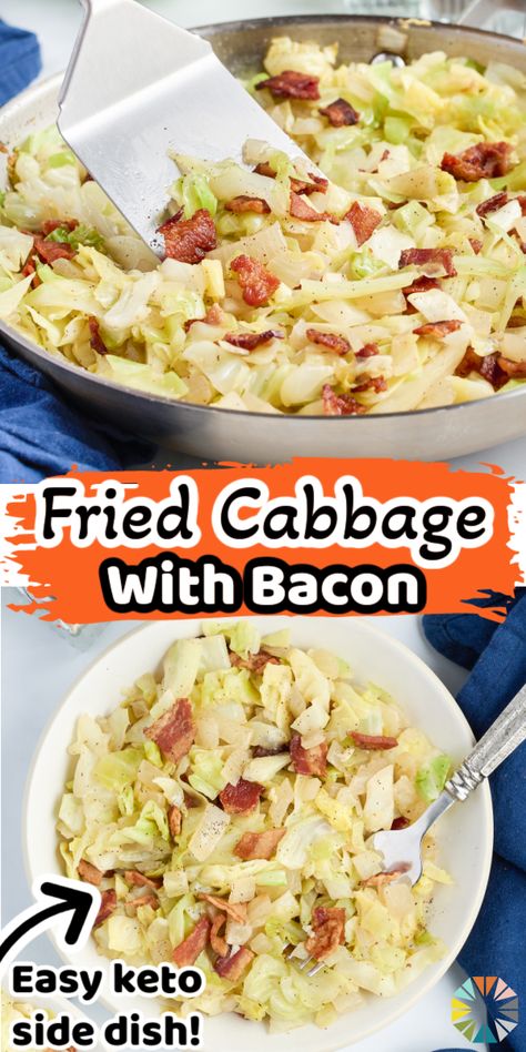 Fried Cabbage with Bacon is one of the best ways to make a flavorful and low-carb recipe. To prepare this side dish, simply pan-fry sliced cabbage with cooked bacon, onion, and garlic. This quick and easy recipe will become a favorite in your family for New Year’s Eve or any dinner throughout year. Cabbage With Bacon And Onion, Fried Cabbage With Bacon, Sliced Cabbage, Lazy Cabbage Rolls, Cabbage With Bacon, Cabbage Side Dish, Buttered Cabbage, Bacon Fried Cabbage, Cabbage And Sausage