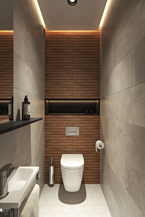 Interior Design Project in Contemporary Style Modern Home in Москва,… on Dwell Dwell Bathroom, Design Interior Baie, Top Bathroom Design, Small Bathroom Remodel Designs, Toilette Design, Wc Design, Small Toilet Room, Colors Schemes, Decor Baie