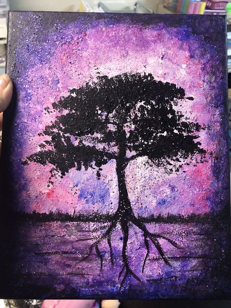 DIY Cosmos tree of life painting Tree Of Life Painting Ideas, Tree Of Life Painting Easy, Tree Tapping, Watercolor Painting Easy, Creepy Paintings, Colour Explosion, Tree Of Life Painting, Tree Tattoos, Fantasy Tree