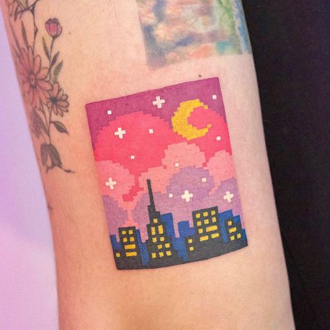 16 Bit Tattoo, Pixel Tattoo 8 Bit, Stardew Valley Tattoo Ideas, 8 Bit Tattoo, Pixel Heart Tattoo, Vaporwave Tattoo, Pixel Art Tattoo, Pixel Tattoo, Places For Tattoos