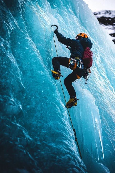 "🧗‍♂️❄️ Embrace the thrill of ice climbing in Iceland! Scale stunning glaciers and ice formations amidst otherworldly landscapes. Swipe for essential tips and breathtaking icy adventures! 🌨️🏔️ #Iceland #IceClimbing #AdventureTravel" Climbing Photoshoot, Ice Formations, Colorado Life, Adventure Bucket List, Ice Climbing, Dream Board, Aesthetic Girl, Iceland, Adventure Travel