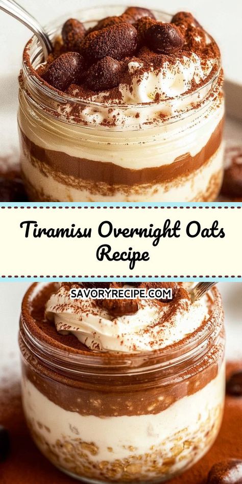 Indulge in the creamy delight of Tiramisu Overnight Oats! This easy dessert recipe combines rich coffee, layered flavors, and wholesome oats for a guilt-free treat. Perfect for breakfast or a sweet afternoon snack, these oats will satisfy your dessert cravings while keeping your mornings deliciously simple. Tiramisu Overnight Oats, Easy Tiramisu, Dessert Cravings, Oat Recipes Healthy, Overnight Oats Recipe Healthy, Easy Dessert Recipe, Oats Recipe, Afternoon Snack, Overnight Oats Recipe