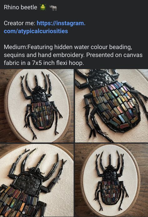 Insect Embroidery Patterns, Embroidery Bugs, Beetle Embroidery, Beaded Beetle, Bug Embroidery, Beaded Insects, Bugs Embroidery, Beaded Bugs, Bug Art