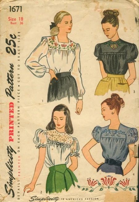 1940s Peasant Blouse, 1940s Blouse Pattern, Peasant Sleeve Pattern, 1940s Sewing Patterns, 1940s Embroidery, Sewing Pattern Blouse, Vintage Blouse Pattern, Peasant Blouses Pattern, Vintage Peasant Blouse