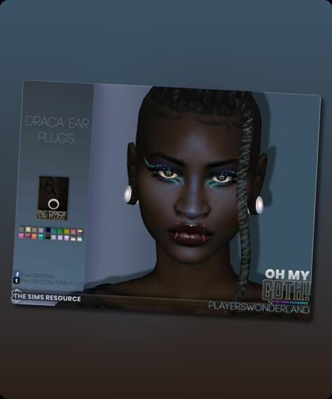 Sims 4 Oh My Goth – Draca Ear Plugs Part of the Oh My Goth! collaboration on TSR. A new set of open ear plugs. 20 swatches included Teen-elder Revision: 3 Filesize: 398 KB Recoloring Allowed: Yes – Do not include mesh Polycount LOD 0 (highest): 1280 Polycount LOD 1: 897 Polycount LOD 2: 680Continue reading "OH MY Goth – Draca EAR Plugs By Playerswonderland" #sims #elder #accessories #goth #adult #sims4 Sims 4 Ear Plugs, Sims 4 Gauges, Sims 4 Gauge Cc, Ear Guages, Sims 4 Cc Goth, Cc Skin, Gold Gauges, Accessories Goth, Sims 4 Cc Download