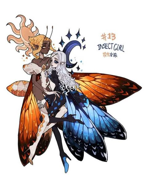 Octopus People Drawing, Butterfly People Art, Butterfly Humanoid, Faerie Dragon, Faerie Wings, Creature Drawings, 캐릭터 드로잉, Arthropods, Mythical Creatures Art