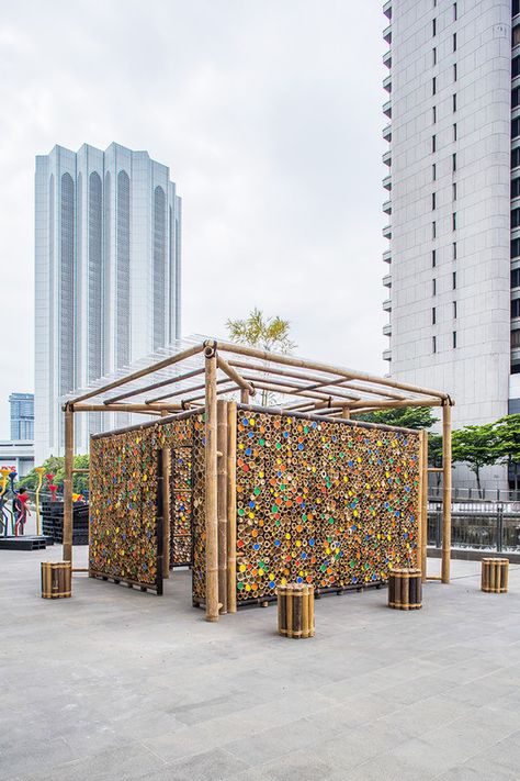 Temporary Pavilion in Malaysia Aims to Raise Awareness of Bamboo as a Construction Material | Netfloor USA Temporary Pavilion, Pergola Cost, Temporary Architecture, Bamboo Building, Bamboo House Design, Pavilion Architecture, Bamboo Structure, Bamboo Architecture, Temporary Structures