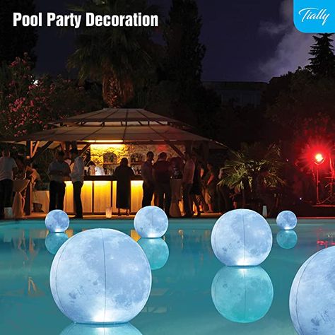 Amazon.com: TIALLY Full Moon Floating Pool Lights Solar Powered - 14" Pool Lights That Float, Inflatable Waterproof Led Light Balls, Swimming Pool Accessories for Inground Pools, Party Decor for Outdoor (4 Pack) : Patio, Lawn & Garden Floating Pool Decorations, Pool Party Floats, Solar Pool Lights, Night Pool Party, Moon Pool, Floating Pool Lights, Sunset Party, Pool Wedding, Full Moon Party