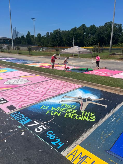 Painted my seniors parking spot, star wars themed Star Wars Parking Spot Painting, Senior Parking Spot Painting, Parking Ideas, Senior Year Things, Senior Parking Spot, Parking Spot Painting, Spot Painting, Parking Spot, Movie Themes