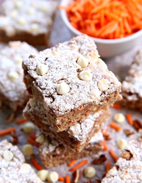 Craving Carrot Cake? Then you are going to LOVE these easy Carrot Cake Ooey Gooey Cookie Bars. A delicious Easter dessert to enjoy all year long! Carrot Cake Cookie Bars, Gooey Cookie Bars, Yummy Easter Desserts, Ooey Gooey Bars, Coconut Pound Cakes, Gooey Cake, Gooey Bars, Easy Carrot Cake, Carrot Cake Cookies